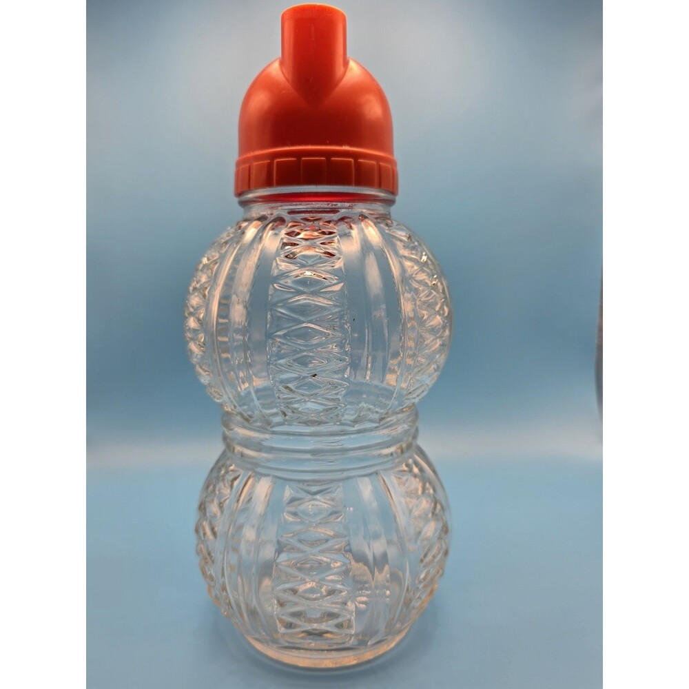 Medco Glass Company Crystal Large Ribbed Coffee Dispenser Red Top c.1950